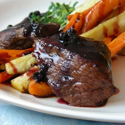 Ψαρονέφρι με μαρμελάδα μύρτιλλο